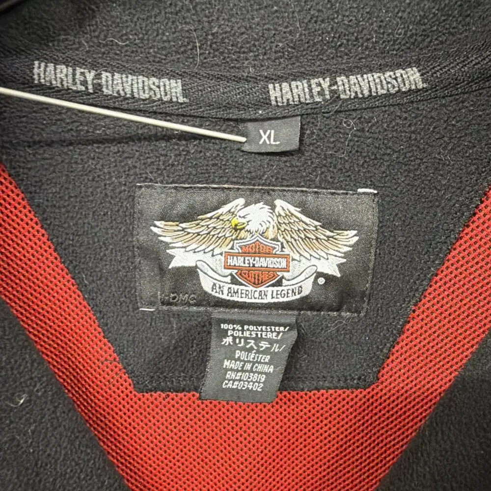 Harley Davidson Black Red Embroidered Long Sleeve Zip Sweatshirt SZ XL